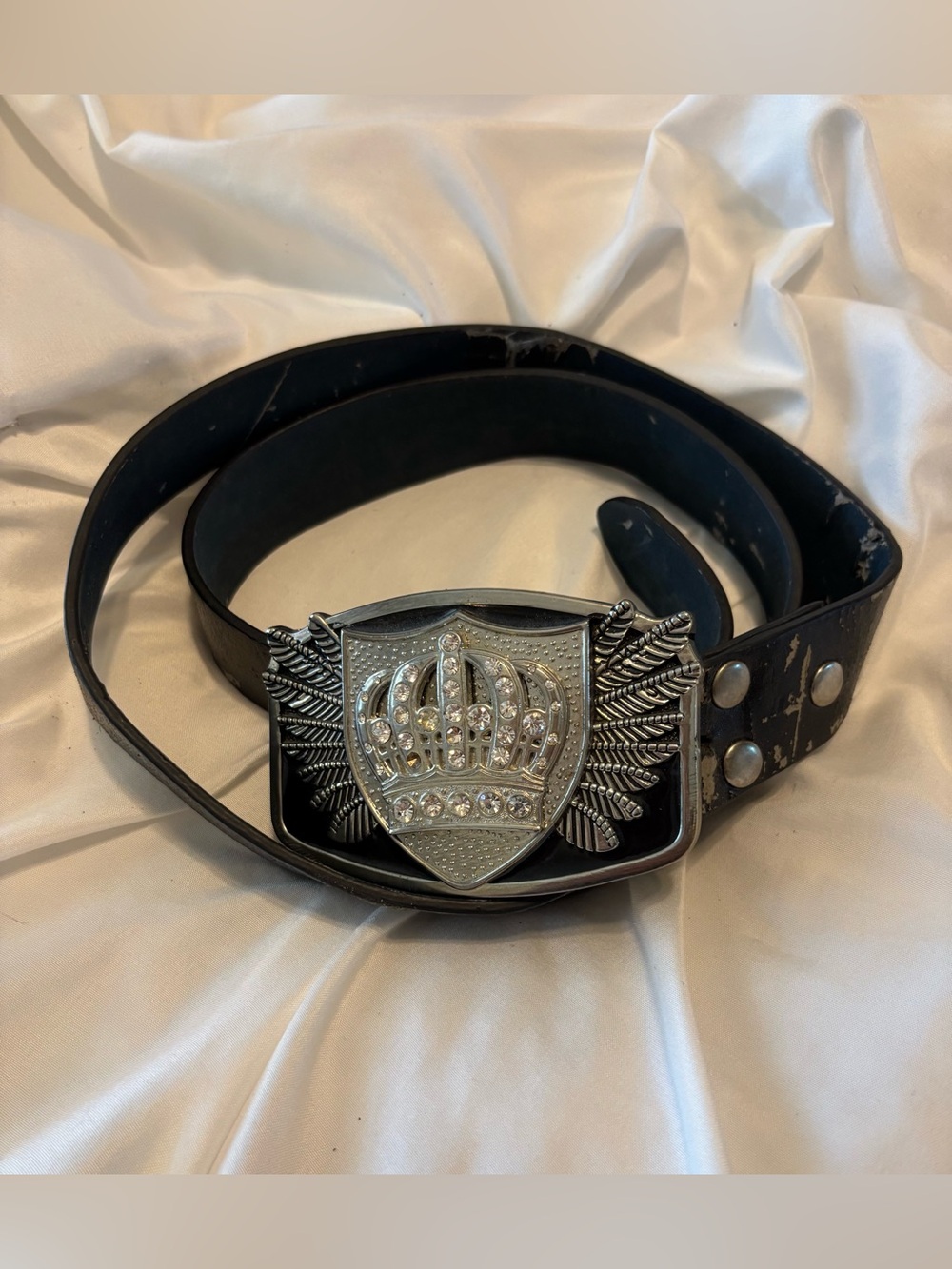 Vintage Distressed Rocker/Grunge/Festival/Biker Brown Leather Belt